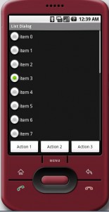 Android list dialog using radio buttons